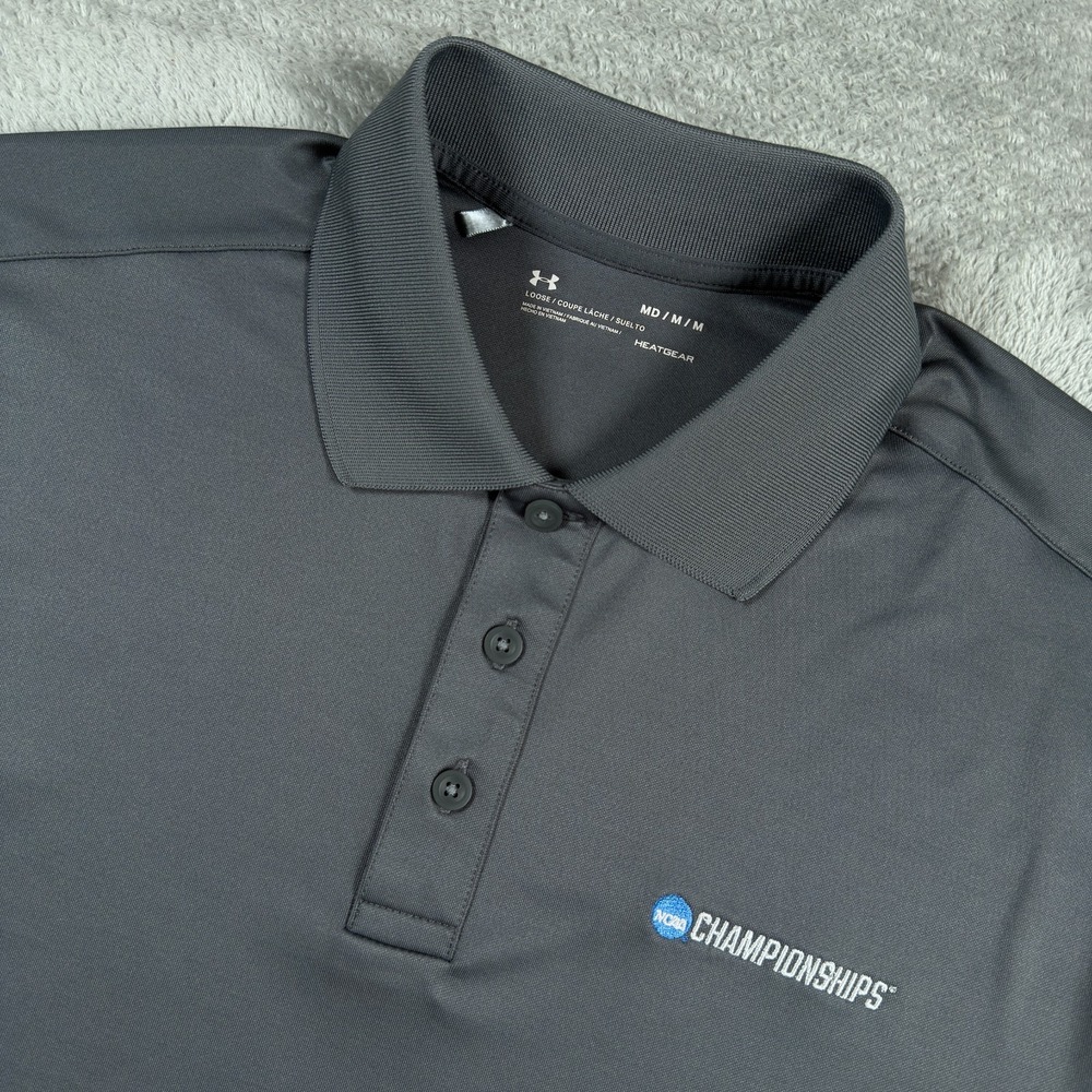 Under Armour Shirt Mens Medium Gray NCAA Campions Polo HeatGear Loose Stretch